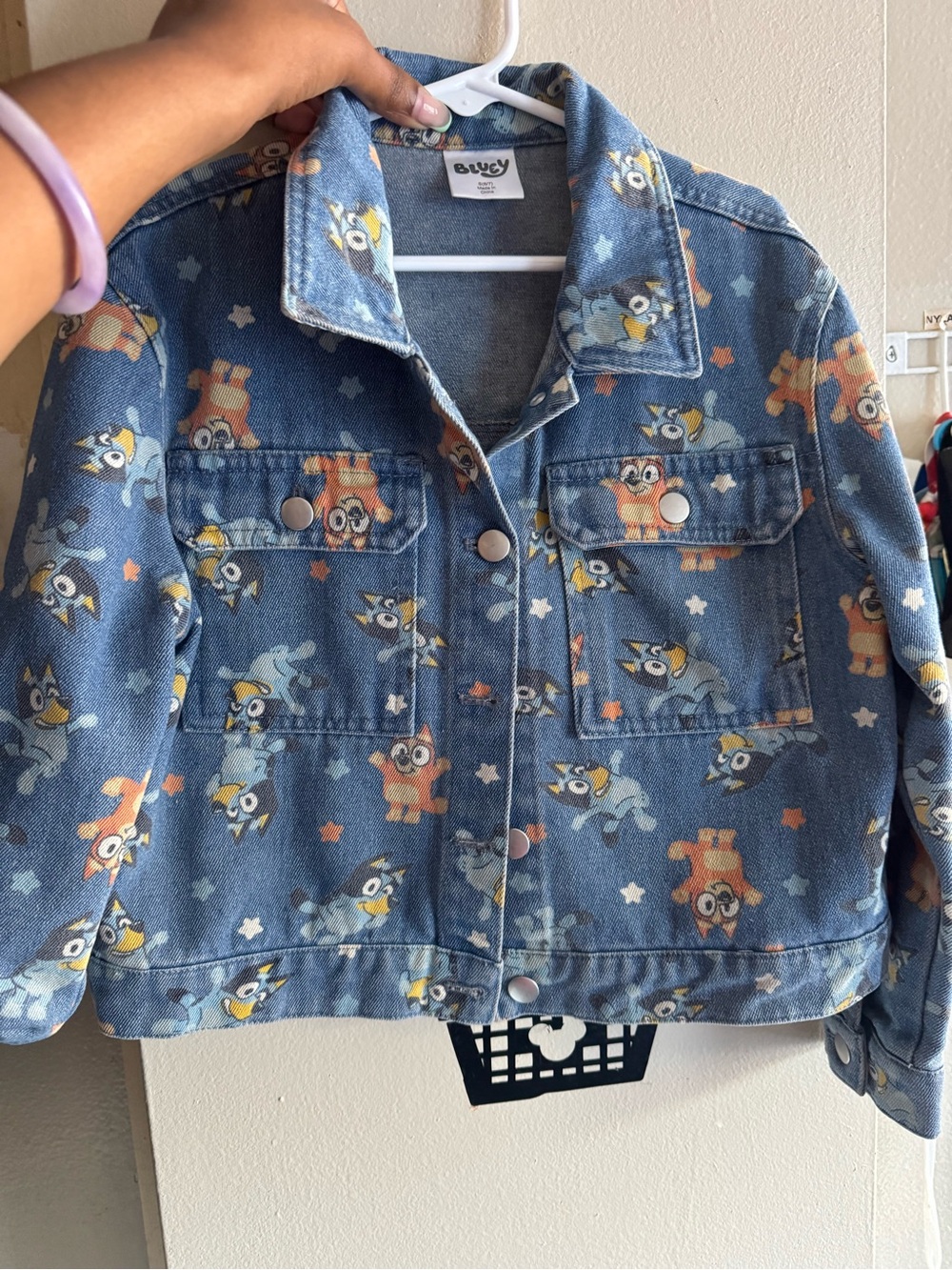 Kids Denim Jacket with Cartoon Print - Bluey